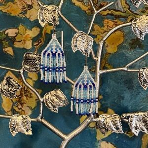 Handcrafted Geometric Fringe Beaded Dangle Earrings